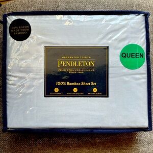 Pendleton Queen Sheet Set 100% Bamboo Blue Gray Color
